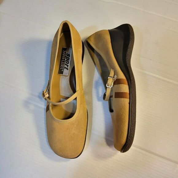 Sam & Libby size 9M Tan Suede Leather Sport Shoe Scamper Chunky Heel As … - Picture 2 of 12